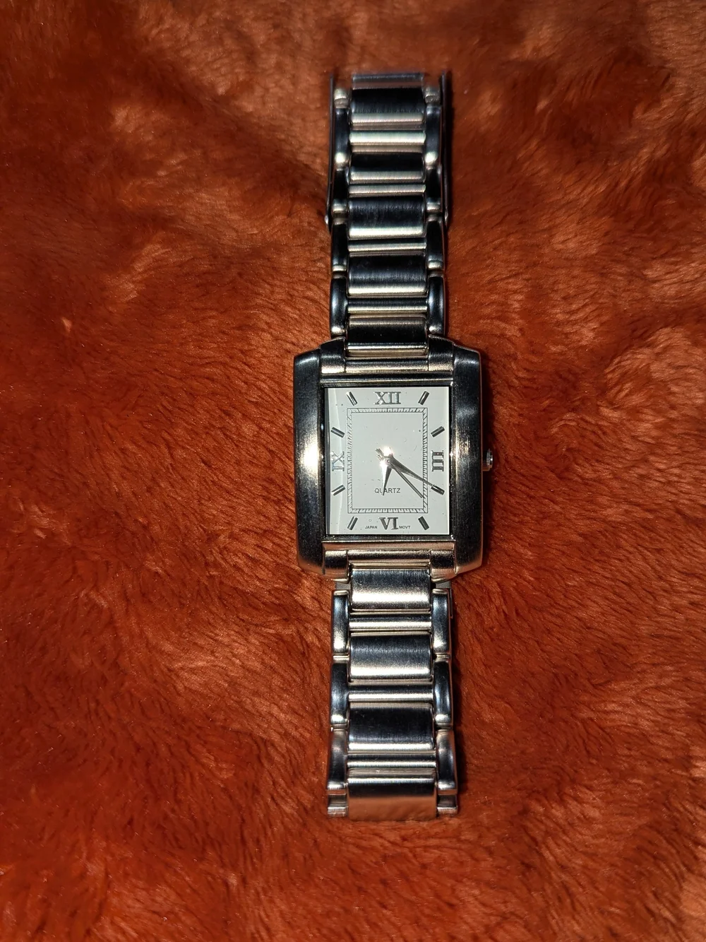 Men's Classic Silver Square-Face Stainless Steel Watch